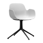 Chaise de bureau avec accoudoirs en polypropylene blanche et noire swivel 4l blanc - normann copenhagen ...