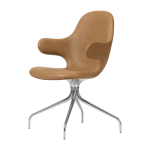 Chaise de bureau en aluminium poli et tissu en cuir cognac catch - &tradition