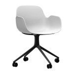 Chaise de bureau � roulettes avec accoudoirs en pp blanche et noire swivel 4w blanc - normann copenhagen ...