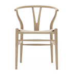 Chaise en ch�ne blanc huil� et assise tiss�e naturelle 76cm ch24 - carl hansen & s�n