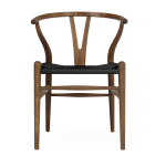 Chaise en ch�ne fum� huil� et assise tiss�e noire 76cm ch24 - carl hansen & s�n