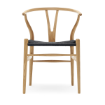 Chaise en ch�ne huil� et assise tiss�e noire 76cm ch24 - carl hansen & s�n