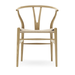 Chaise en ch�ne laqu� et assise tiss�e naturelle 76cm ch24 - carl hansen & s�n