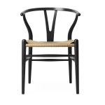 Chaise en ch�ne noir et assise tiss�e naturelle 76cm ch24 - carl hansen & s�n