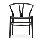 Chaise en ch�ne noir et assise tiss�e noire 76cm ch24 - carl hansen & s�n