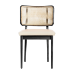 Chaise en ch�ne noir et cuir vanille cannage - red edition