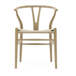 Chaise en ch�ne savonn� et assise tiss�e naturelle 76cm ch24 - carl hansen & s�n