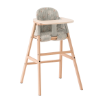 Chaise �volutive avec plateau en h�tre et coussin en coton bio blanc vert growing green - nobodinoz