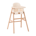Chaise �volutive avec plateau h�tre et coussin en coton bio naturel miel growing green - nobodinoz