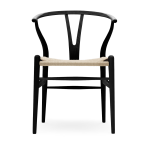 Chaise en fr�ne noir et assise tiss�e naturelle 76cm ch24 - carl hansen & s�n