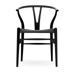 Chaise en fr�ne noir et assise tiss�e noire 76cm ch24 - carl hansen & s�n