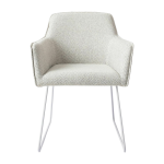 Chaise grise claire checkers charm avec pieds �l�gants en m�tal blanc hofu - jesper home