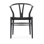 Chaise en h�tre soft anthracite gray et assise tiss�e noire 76cm ch24 - carl hansen & s�n