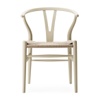 Chaise en h�tre soft barley et assise tiss�e naturelle 76cm ch24 - carl hansen & s�n