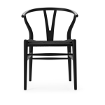 Chaise en h�tre soft black et assise tiss�e noire 76cm ch24 - carl hansen & s�n