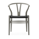 Chaise en h�tre soft clay et assise tiss�e noire 76cm ch24 - carl hansen & s�n