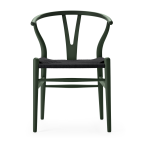 Chaise en h�tre soft green et assise tiss�e noire 76cm ch24 - carl hansen & s�n