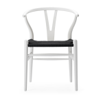 Chaise en h�tre soft natural white et assise tiss�e noire 76cm ch24 - carl hansen & s�n