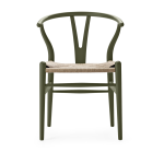 Chaise en h�tre soft olive green et assise tiss�e noire 76cm ch24 - carl hansen & s�n