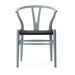 Chaise en h�tre soft pewter et assise tiss�e noire 76cm ch24 - carl hansen & s�n
