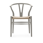 Chaise en h�tre soft silver gray et assise tiss�e naturelle 76cm ch24 - carl hansen & s�n