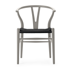 Chaise en h�tre soft silver gray et assise tiss�e noire 76cm ch24 - carl hansen & s�n