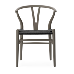 Chaise en h�tre soft slate et assise tiss�e noire 76cm ch24 - carl hansen & s�n
