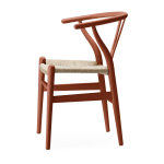 Chaise en h�tre soft terracotta et assise tiss�e naturelle 76cm ch24 - carl hansen & s�n