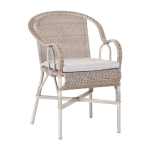 Chaise de jardin avec accoudoirs en rotin avec coussin gris provence - kok