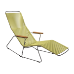 Chaise longue en m�tal et plastique jaune citron 136, 5x66x93cm click - houe