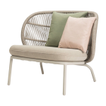 Chaise lounge de jardin blanche et tissu almond kodo - vincent sheppard