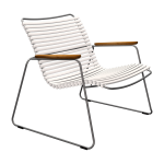 Chaise lounge en m�tal et plastique blanc avec accoudoirs en bambou click - houe