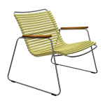 Chaise lounge en m�tal et plastique jaune avec accoudoirs en bambou click - houe