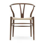Chaise en noyer huil� et assise tiss�e naturelle 76cm ch24 - carl hansen & s�n
