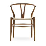 Chaise en noyer laqu� et assise tiss�e naturelle 76cm ch24 - carl hansen & s�n