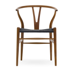 Chaise en noyer laqu� et assise tiss�e noire 76cm ch24 - carl hansen & s�n