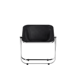 Chaise pliante en cuir noir et acier chrom� plona - anonima castelli