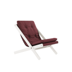 Chaise pliante en h�tre blanc et matelas en coton bordeaux 65x88x75cm boogie raw - karup design