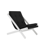 Chaise pliante en h�tre blanc et matelas en coton gris fonc� 65x88x75cm boogie raw - karup design
