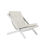 Chaise pliante en h�tre blanc et matelas en coton natural 65x88x75cm boogie raw - karup design