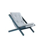 Chaise pliante en h�tre bleu et matelas en coton ray� 65x88x75cm boogie raw - karup design