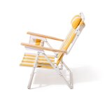 Chaise pliante de plage en toile � rayures jaune crew mimosa stripe the penny - business & pleasure