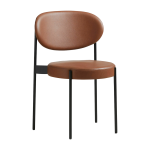 Chaise rembourr�e en cuir cognac avec cadre m�tallique noir 430 chair - verpan