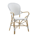 Chaise repas avec accoudoirs en aluminium noir et blanc isabelle - sika design