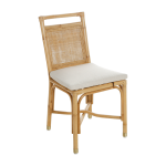 Chaise en rotin avec coussin en lin blanc 44 x 92 x 46 riviera - kok