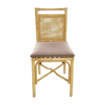 Chaise en rotin coussin velours beige ros� riviera - kok