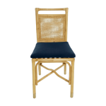 Chaise en rotin coussin velours bleu marine riviera - kok