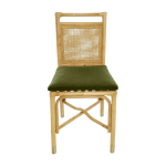 Chaise en rotin coussin velours vert riviera - kok