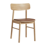 Chaise de salle � manger en ch�ne naturel huil� avec si�ge en cuir cognac 47x78cm soma - woud