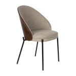Chaise en tissu beige et bois de fr�ne et m�tal noir rodin - dutchbone